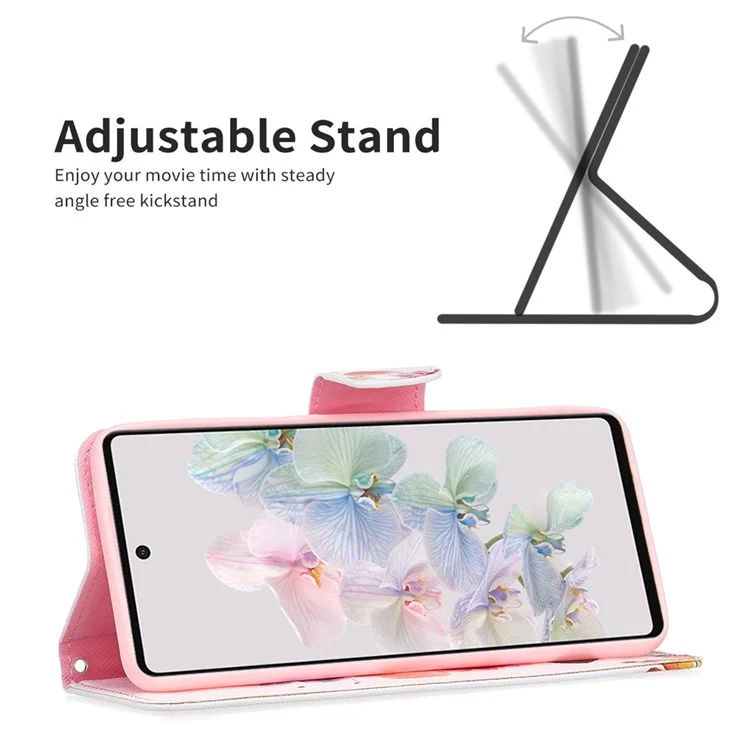 Série de cuir à motif BF Pattern Printing-1 pour Google Pixel 7 Étui portefeuille en cuir PU avec fermoir magnétique Motif imprimé Support de protection - Deux papillons