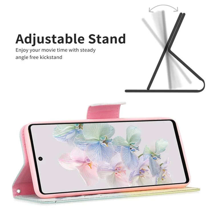 For Google Pixel 7 5G Phone Case Pattern Printing PU Leather Wallet Stand Cover - Feather and Birds