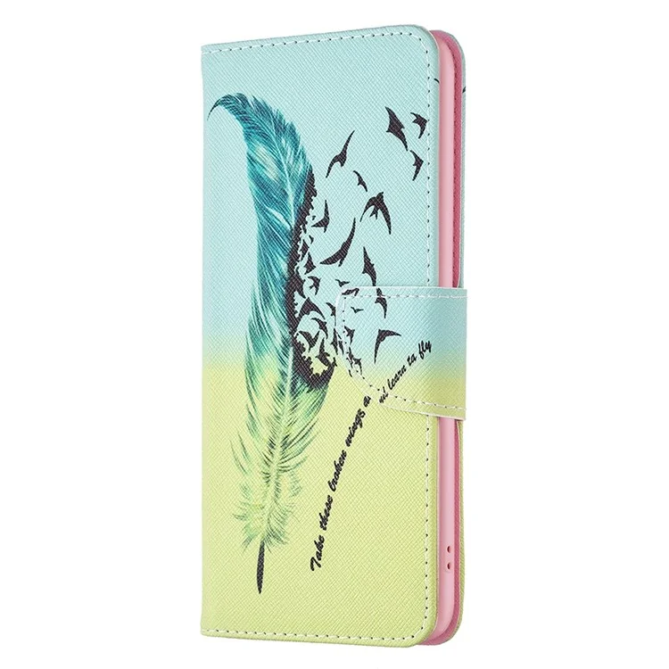 For Google Pixel 7 5G Phone Case Pattern Printing PU Leather Wallet Stand Cover - Feather and Birds