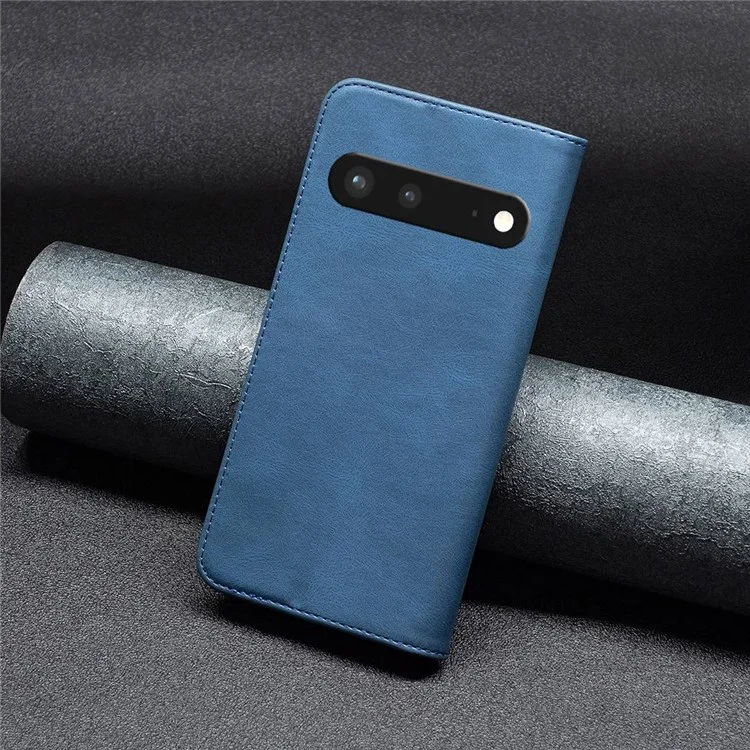 BINFEN COLOR BF Leather Series-5 для чехла-бумажника Google Pixel 7 из кожи, 08 скрытое магнитное поглощение RFID-блокировки, раскладывающийся чехол-книжка с подставкой для телефона - синий