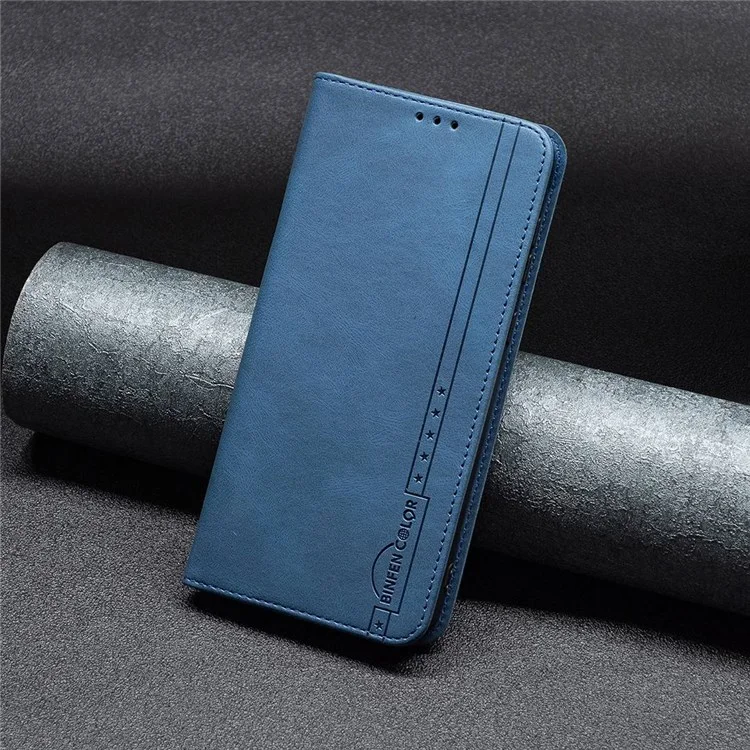 BINFEN COLOR BF Leather Series-5 для чехла-бумажника Google Pixel 7 из кожи, 08 скрытое магнитное поглощение RFID-блокировки, раскладывающийся чехол-книжка с подставкой для телефона - синий