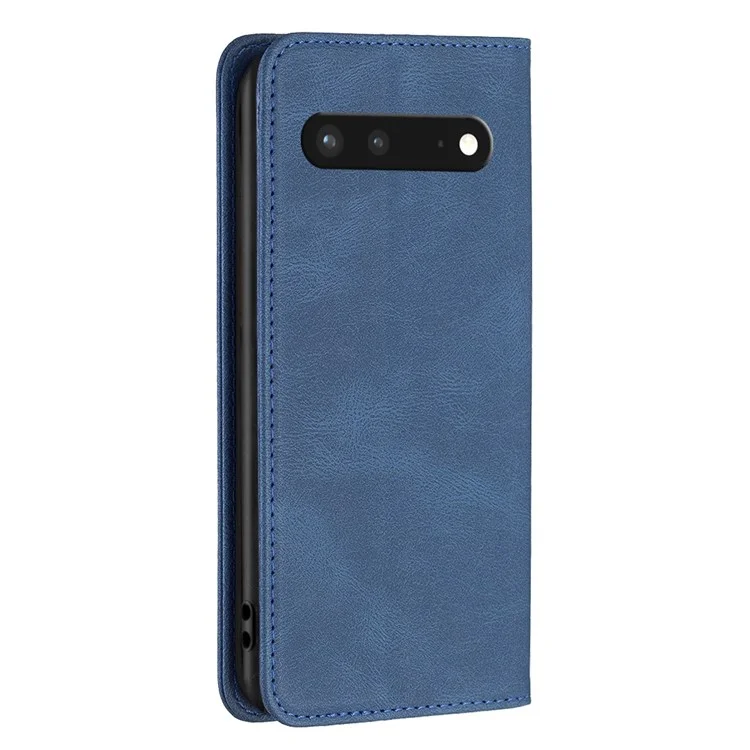 BINFEN COLOR BF Leather Series-5 для чехла-бумажника Google Pixel 7 из кожи, 08 скрытое магнитное поглощение RFID-блокировки, раскладывающийся чехол-книжка с подставкой для телефона - синий