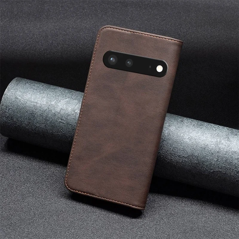 BINFEN COLOR For Google Pixel 7 5G Leather Case Mobile Cover Stand with RFID Blocking Card Holder - Brown