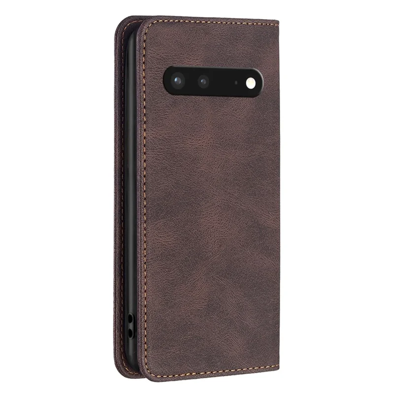 BINFEN COLOR For Google Pixel 7 5G Leather Case Mobile Cover Stand with RFID Blocking Card Holder - Brown