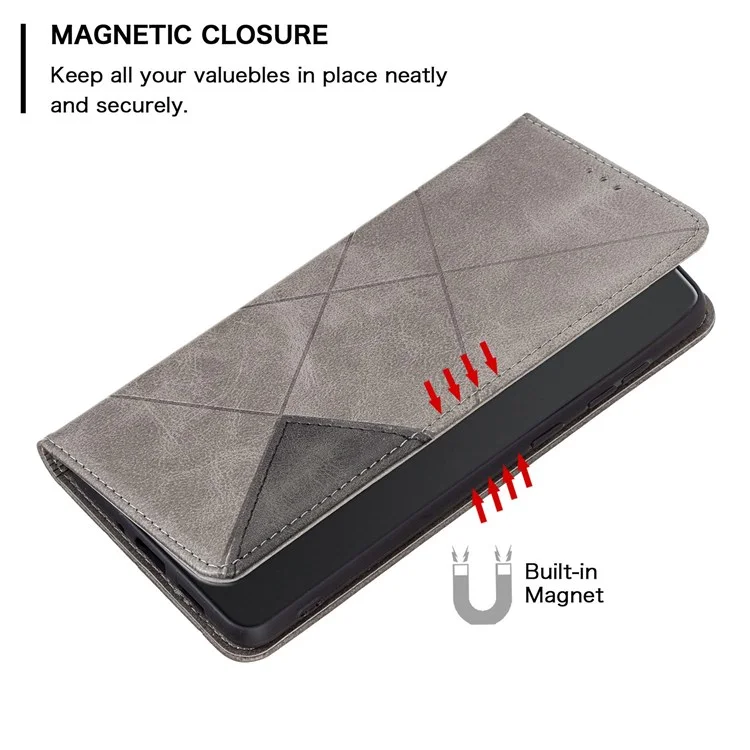 For Google Pixel 7 5G Leather Case with Card Holder Imprinting Pattern Phone Stand Cover - Grey
