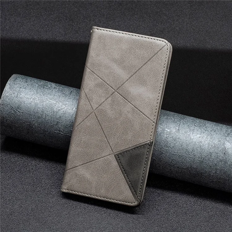 For Google Pixel 7 5G Leather Case with Card Holder Imprinting Pattern Phone Stand Cover - Grey