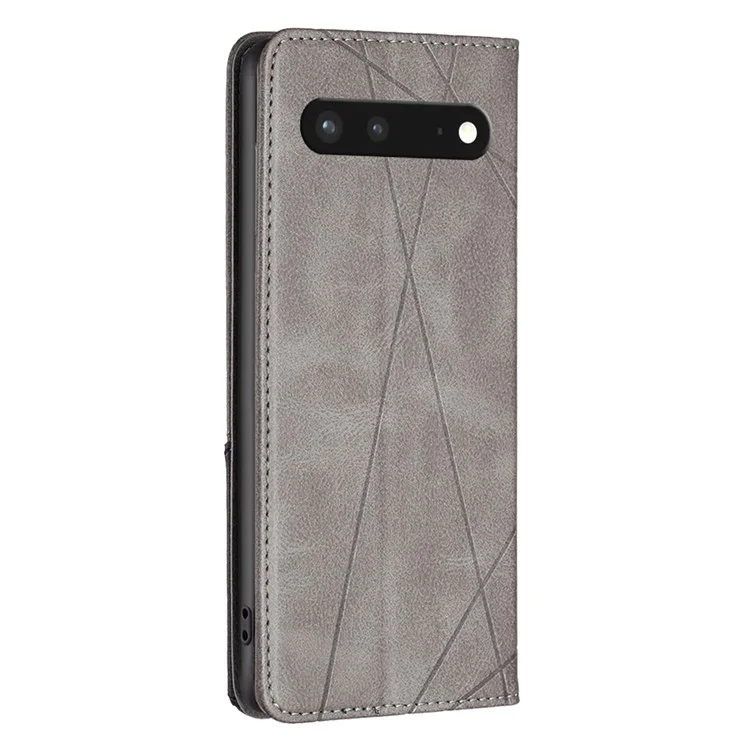 For Google Pixel 7 5G Leather Case with Card Holder Imprinting Pattern Phone Stand Cover - Grey