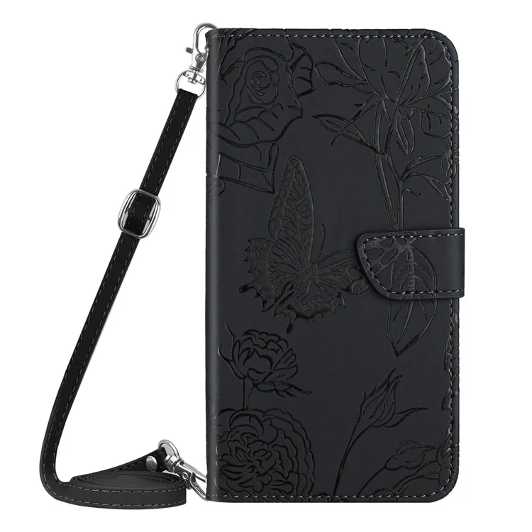 Pour Google Pixel 6 Sac À Toucher Skin-Touch Sac Coeur Sac De Téléphone Portable, Stand Porte-monnaie Portefeuille D'impression Portefeuille Avec Bandoulière - Le Noir