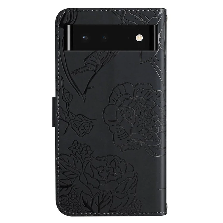 Pour Google Pixel 6 Sac À Toucher Skin-Touch Sac Coeur Sac De Téléphone Portable, Stand Porte-monnaie Portefeuille D'impression Portefeuille Avec Bandoulière - Le Noir