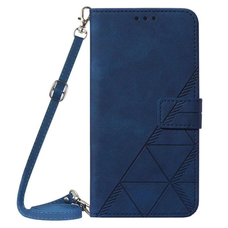 For Google Pixel 7 5G Leather Case with Shoulder Strap Wallet Stand Phone Cover - Sapphire