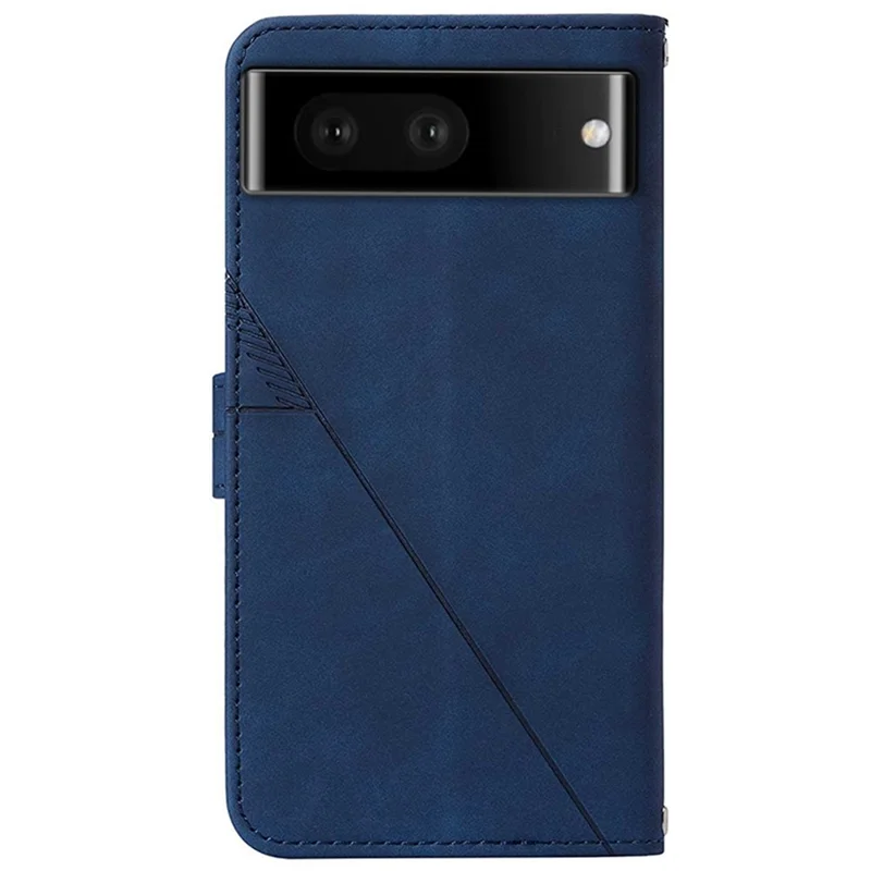 For Google Pixel 7 5G Leather Case with Shoulder Strap Wallet Stand Phone Cover - Sapphire