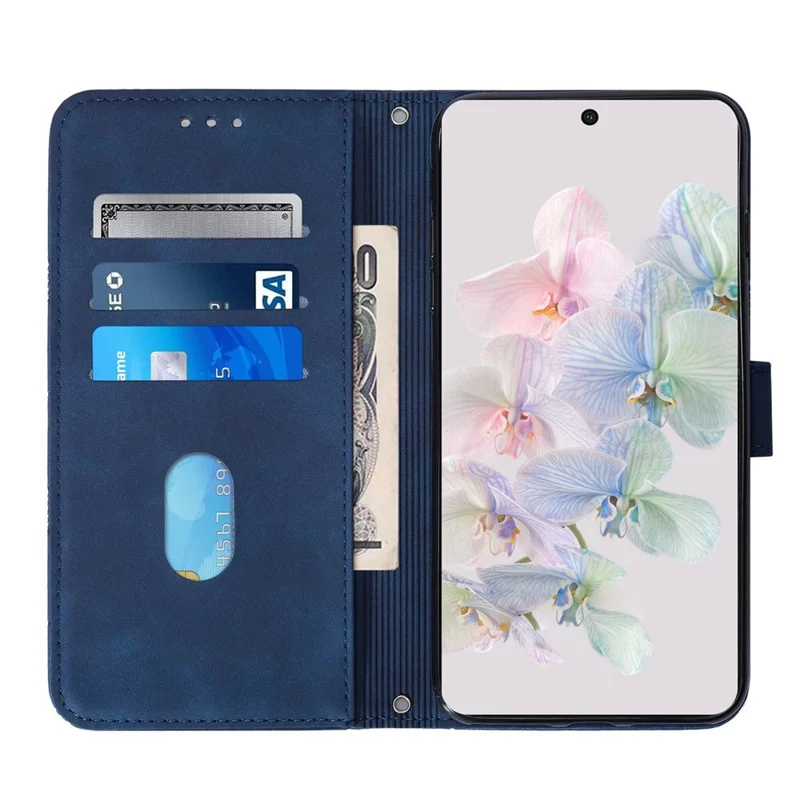 For Google Pixel 7 5G Leather Case with Shoulder Strap Wallet Stand Phone Cover - Sapphire