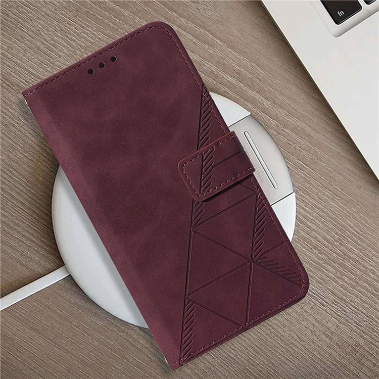 For Google Pixel 6a Leather Case with Shoulder Strap Wallet Stand Phone Cover - Wine Red