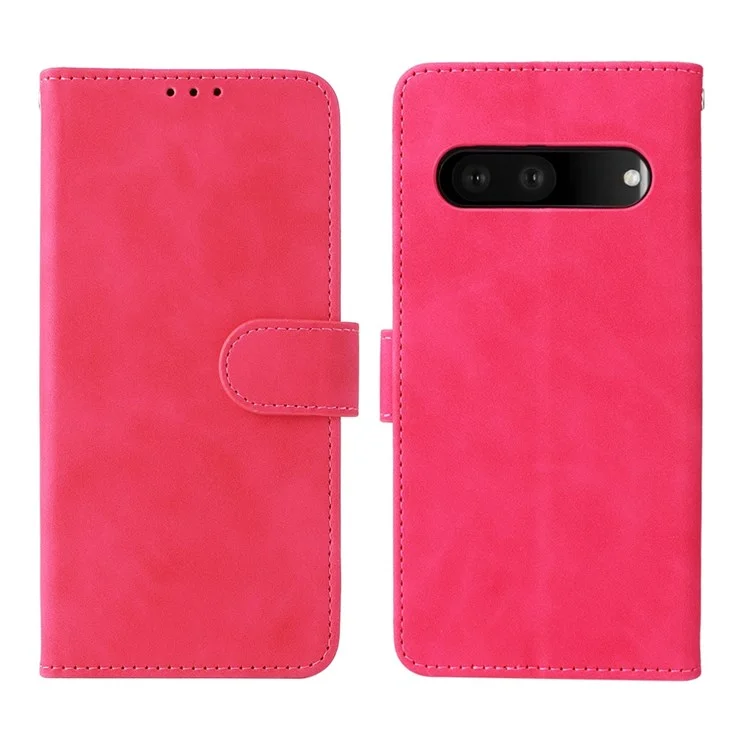 Для Google Pixel 7 Skin-touch Ceeling Кожа + TPU Chole Cover Stand Shell Shell Мобильный Телефон - Роза