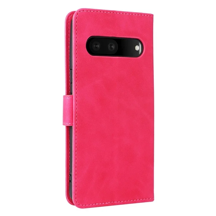 Для Google Pixel 7 Skin-touch Ceeling Кожа + TPU Chole Cover Stand Shell Shell Мобильный Телефон - Роза
