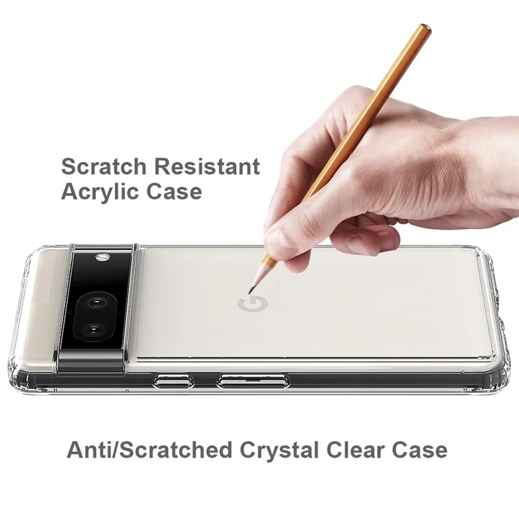 For Google Pixel 7 5G TPU Frame Acrylic Back Cover Anti-Scratch Transparent Protective Phone Case