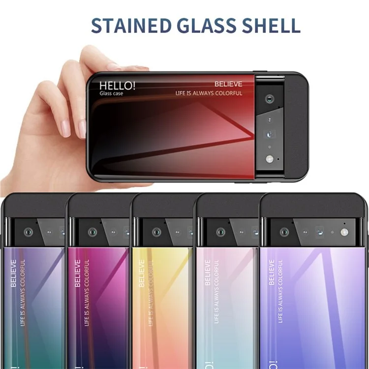 Для чехла из закаленного стекла в градиентном стиле 5G для Google Pixel 7 Pro - градиентный розово-фиолетовый