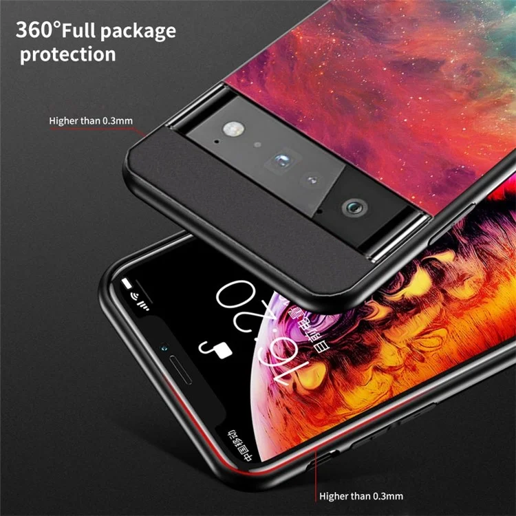 Para Google Pixel 7 Starry Sky Pattern Tempered Glass Back+Hard PC+TPU Protective Cover - Dream Starry Sky