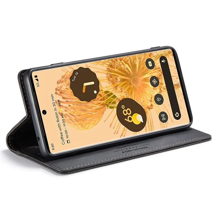 AUTSPACE A01-Serie für Google Pixel 6 Pro PU-Lederetui RFID-Blockierung Retro-Geldbörse Ständer Klapphülle - Schwarz
