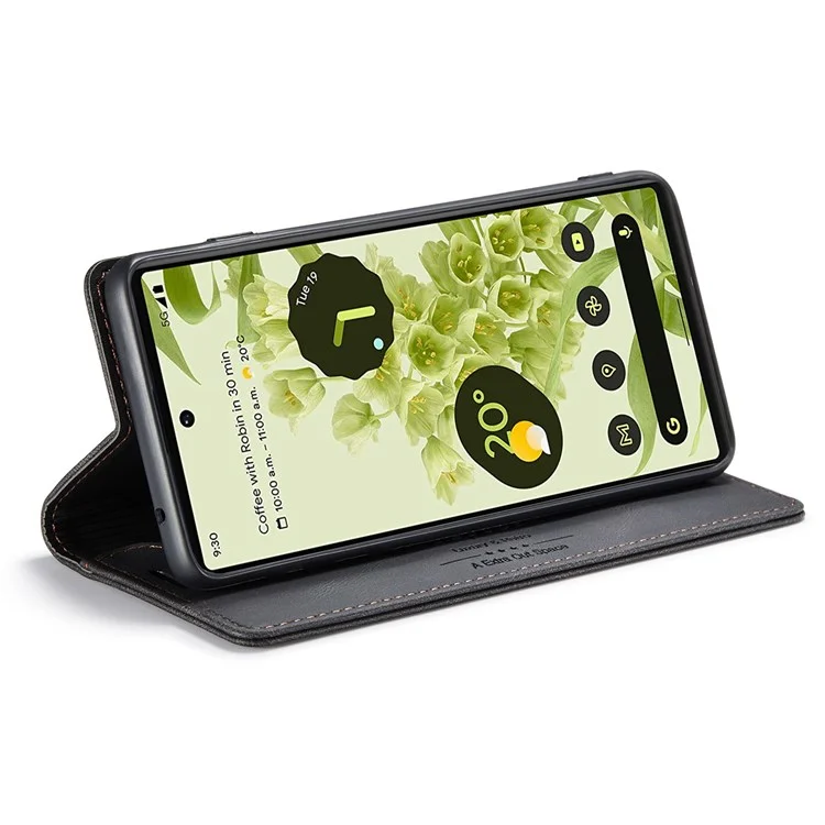 AUTSPACE A01 Series for Google Pixel 6 PU Leather Case RFID Blocking Wallet Stand Flip Cover - Black
