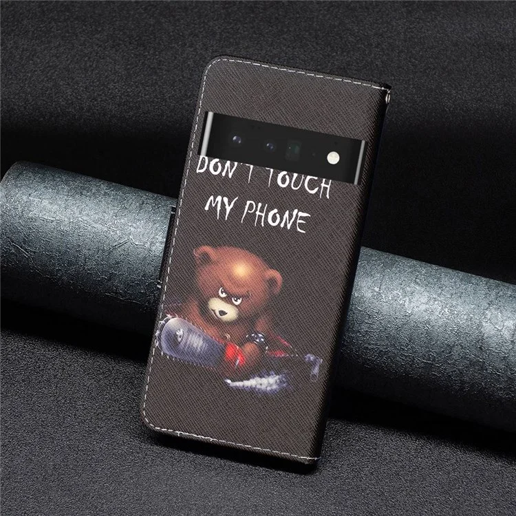 For Google Pixel 7 Pro 5G Phone Case Pattern Printing PU Leather Wallet Stand Cover - Bear