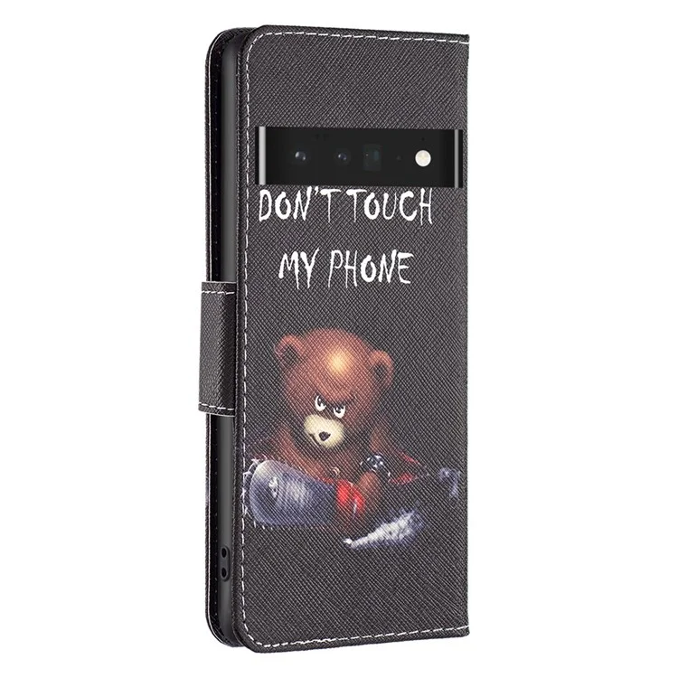 For Google Pixel 7 Pro 5G Phone Case Pattern Printing PU Leather Wallet Stand Cover - Bear