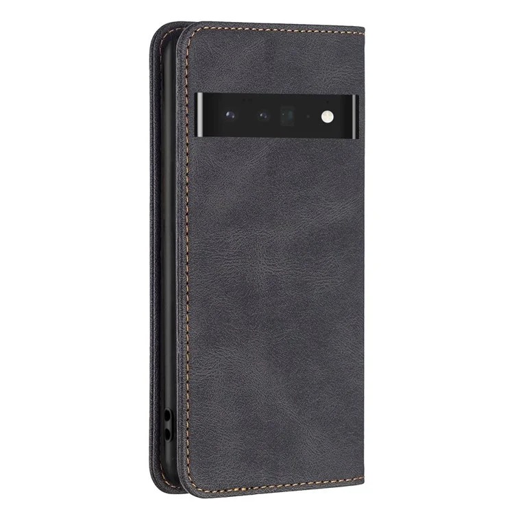 BINFEN COLOR For Google Pixel 7 Pro 5G Leather Case Mobile Cover Stand with RFID Blocking Card Holder - Black