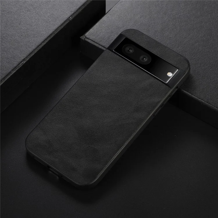 Textured PU Leather Coated Hybrid Case for Google Pixel 7 5G Slim Light Phone Back Cover Drop Protection Accessory - Black