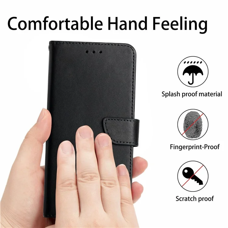 For Google Pixel 7 Pro 5G Nappa Texture Wallet Case Genuine Leather Wear-resistant Anti-drop Magnetic Phone Cover with Stand - Black