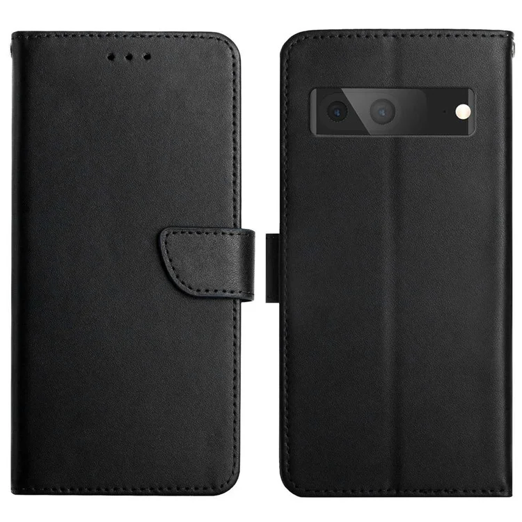Para Google Pixel 7 Cierre Magnético De Cuero Genuino Textura Nappa Protección Completa Soporte De La Billetera Case De Teléfonos Móviles - Negro