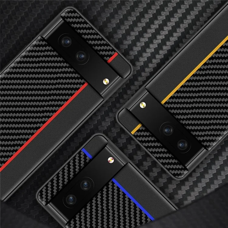 Для Google Pixel 7 Carbon Fiber Texture Splicing Ultra-Slim Case Anti-Scratch TPU+кожаная Крышка Мобильного Телефона - Черный Красный