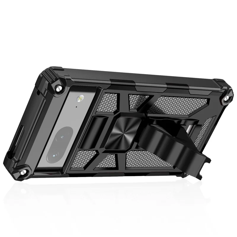 For Google Pixel 7 5G Phone Case Shockproof Anti-Drop Inner TPU + Hard PC Back Shell with Kickstand - Black