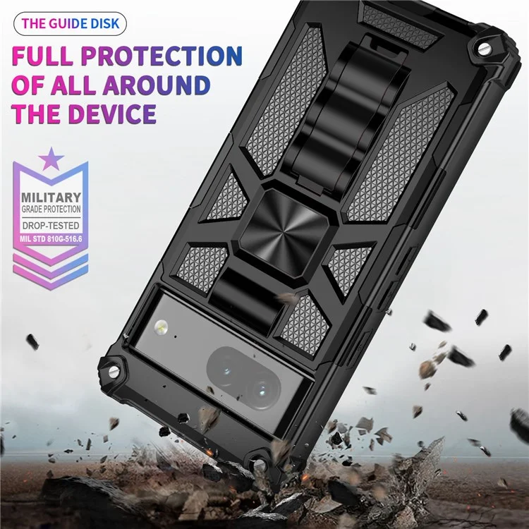 Für Google Pixel 7 Phone Case Schocksicher Anti-drop Inner TPU + Hard PC Back Shell Mit Kickstand - Roségold