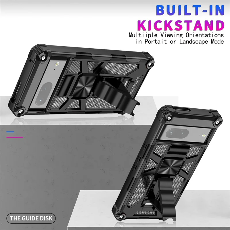 Für Google Pixel 7 Phone Case Schocksicher Anti-drop Inner TPU + Hard PC Back Shell Mit Kickstand - Roségold