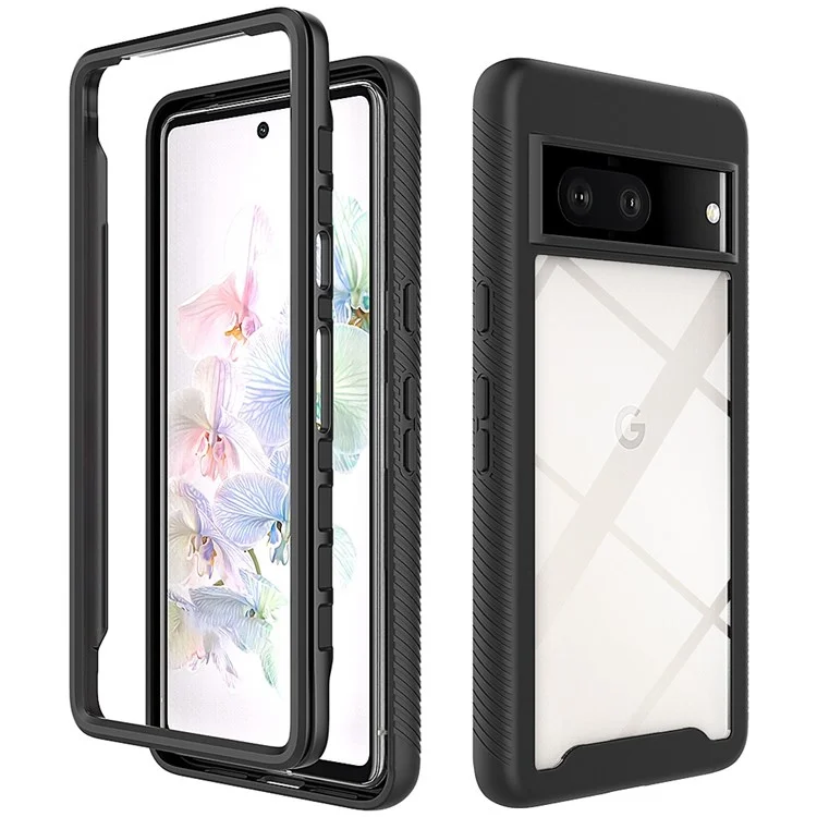 Для Google Pixel 7 Мобильный телефон Чехол, Ударопрочный Кристально Прозрачный Чехол PC+Акриловая Задняя Крышка с Краями TPU - Черный