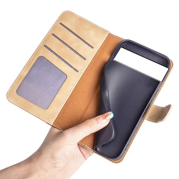 Для Google Pixel 7 Pro Splicing pu Leather + TPU Case Stand Wallet Magnetic Clapp Phone Cople - Желтый