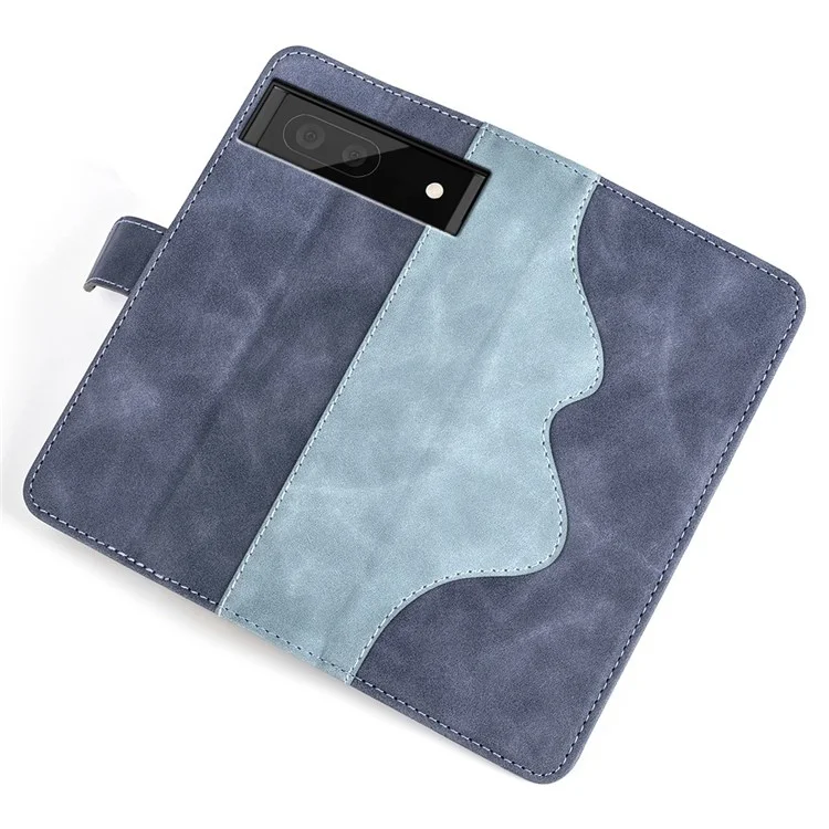 Splicing Leather Case for Google Pixel 7 5G Folio Flip Stand Wallet Mobile Phone Cover - Blue