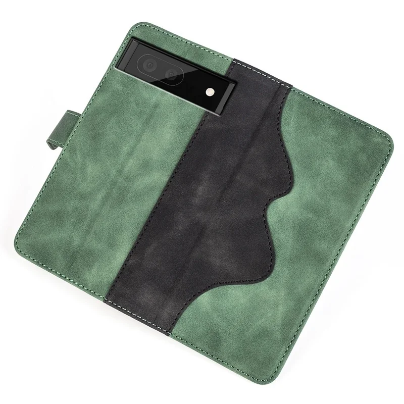 Splicing Leather Case for Google Pixel 7 5G Folio Flip Stand Wallet Mobile Phone Cover - Green