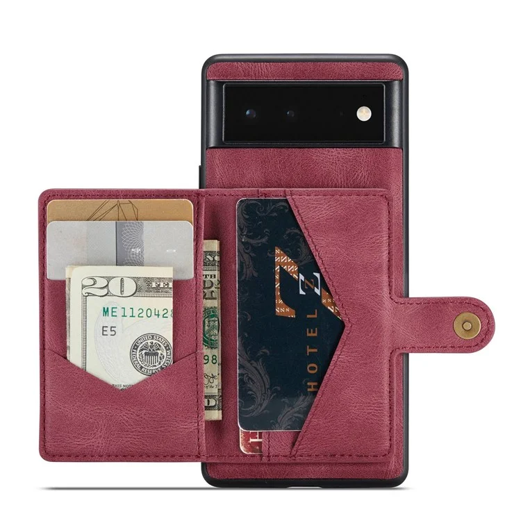 Case De Teléfono De Billetera Desmontable De Jeehood Para Google Pixel 7, Caparazón De Tpu Recubierto De Cuero De Kickstand PU - Rojo