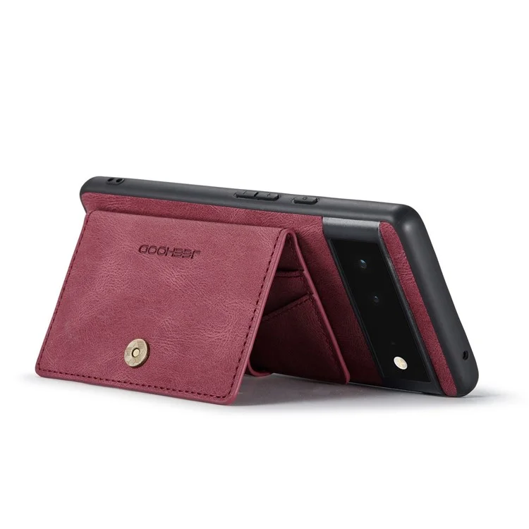 Case De Teléfono De Billetera Desmontable De Jeehood Para Google Pixel 7, Caparazón De Tpu Recubierto De Cuero De Kickstand PU - Rojo