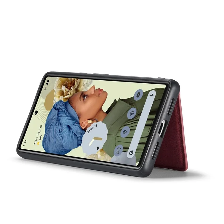 Case De Teléfono De Billetera Desmontable De Jeehood Para Google Pixel 7, Caparazón De Tpu Recubierto De Cuero De Kickstand PU - Rojo