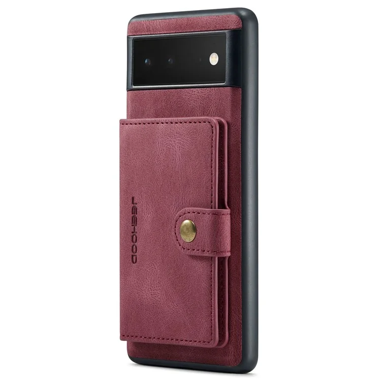 Case De Teléfono De Billetera Desmontable De Jeehood Para Google Pixel 7, Caparazón De Tpu Recubierto De Cuero De Kickstand PU - Rojo