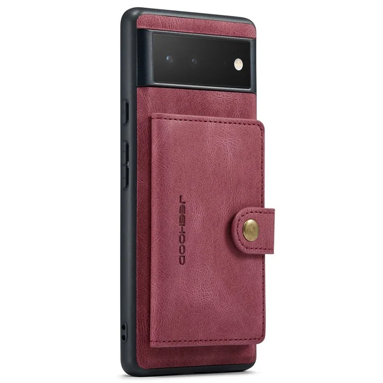 Case De Teléfono De Billetera Desmontable De Jeehood Para Google Pixel 7, Caparazón De Tpu Recubierto De Cuero De Kickstand PU - Rojo