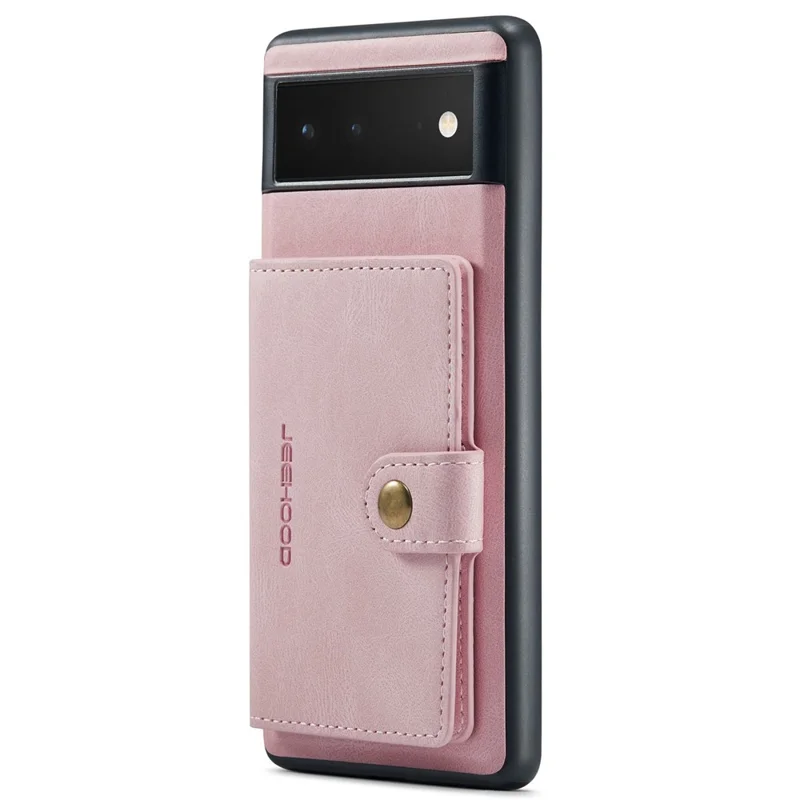 JEEHOOD Detachable Wallet Phone Case for Google Pixel 7 5G Kickstand PU Leather Coated TPU Shell - Rose Gold
