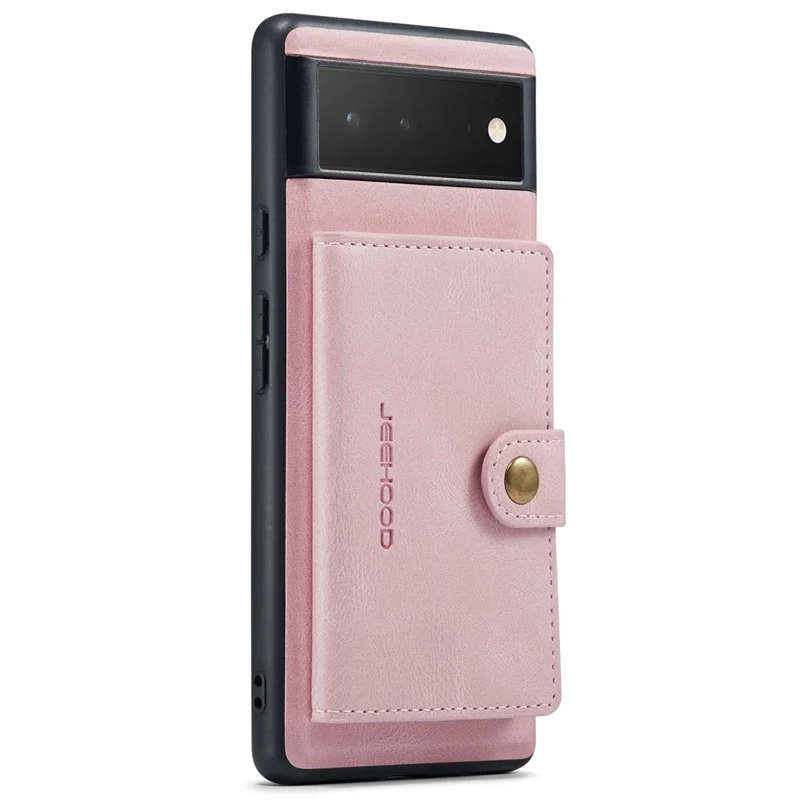 JEEHOOD Detachable Wallet Phone Case for Google Pixel 7 5G Kickstand PU Leather Coated TPU Shell - Rose Gold