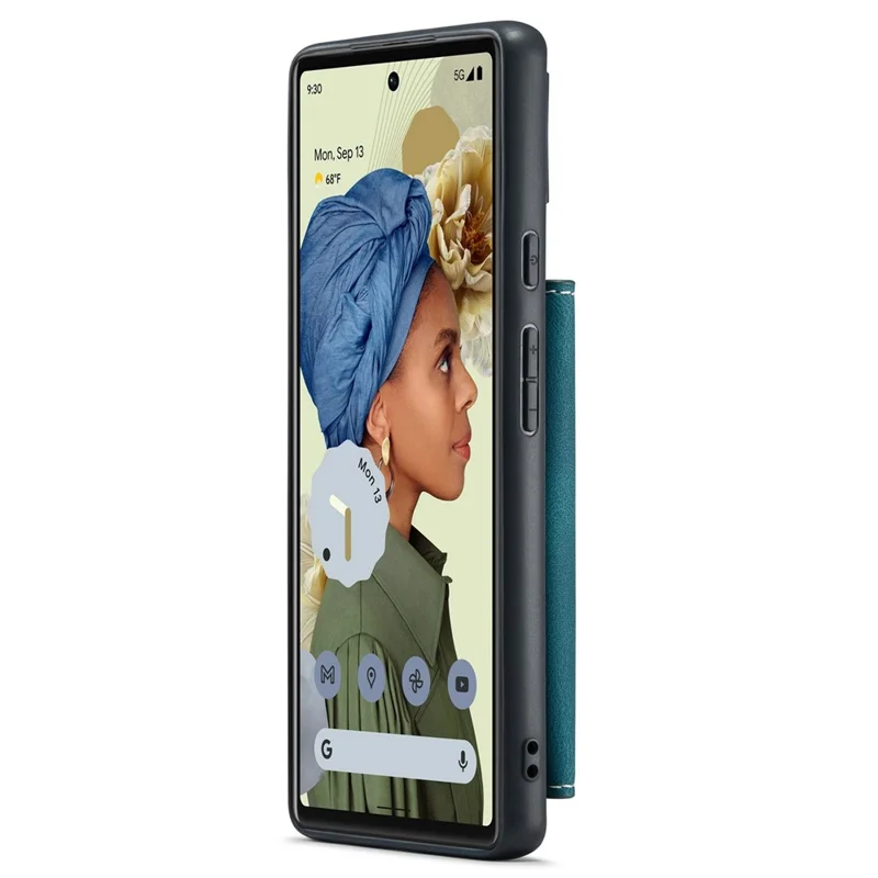 JEEHOOD Detachable Wallet Phone Case for Google Pixel 7 5G Kickstand PU Leather Coated TPU Shell - Green