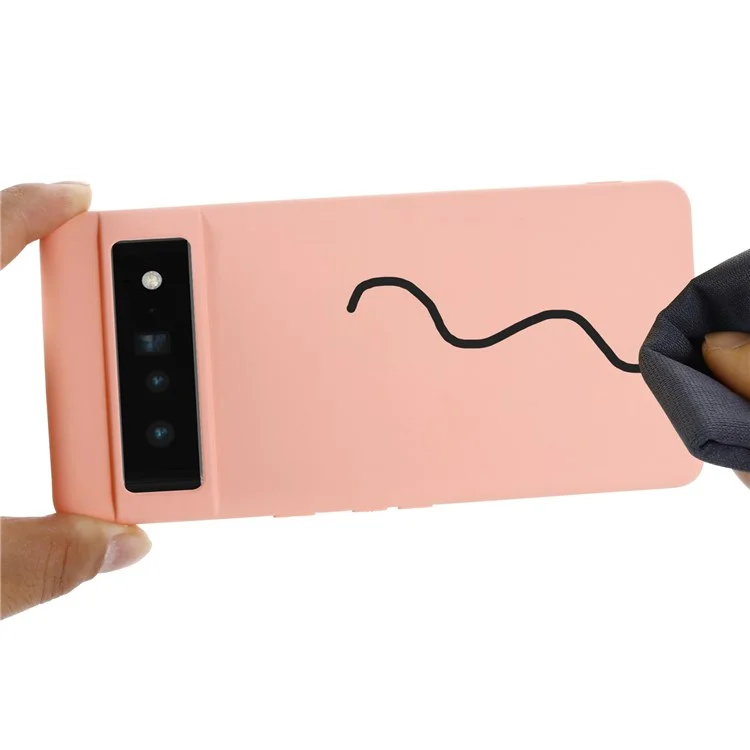 Para Google Pixel 7 Pro 5G Liquid Silicone Case Soft Microfiber Lining Shockproof Drop Protection Cover with Strap - Pink