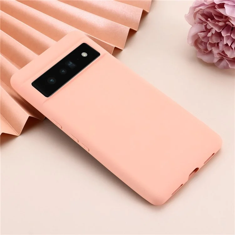 Para Google Pixel 7 Pro 5G Liquid Silicone Case Soft Microfiber Lining Shockproof Drop Protection Cover with Strap - Pink