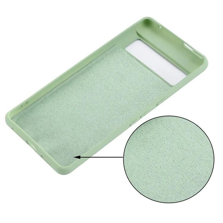 For Google Pixel 7 Liquid Silicone Case Soft Microfiber Lining Scratch-resistant Precise Cut-outs Shell with Strap - Green