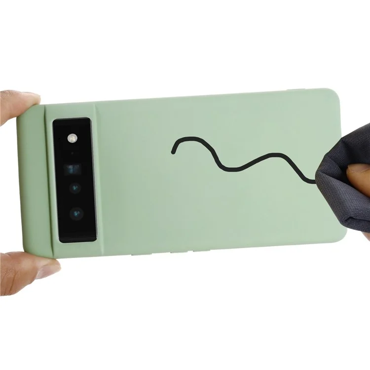 Para Google Pixel 7 Liquid Silicone Case Soft Microfiber Lining Scratch-resistant Precise Cut-outs Shell with Strap - Verde